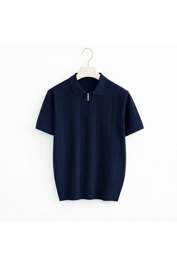 zs zaos fashion Men's Short-Sleeved Summer Polywool Knitwear T-Shirt Basic T-Shirt