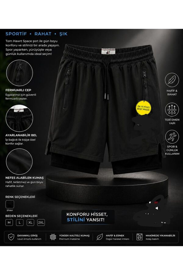 mikam Men's Tight Shorts Sports Parachute Fabric Waterproof Tights Bi̇ti̇şi̇k