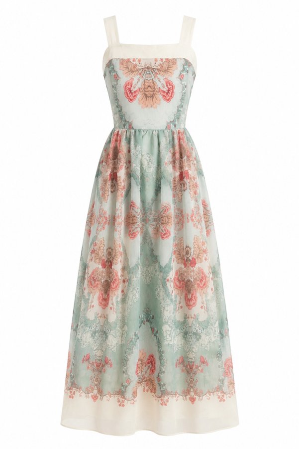 HAZELANNA Patterned Water Green Dress