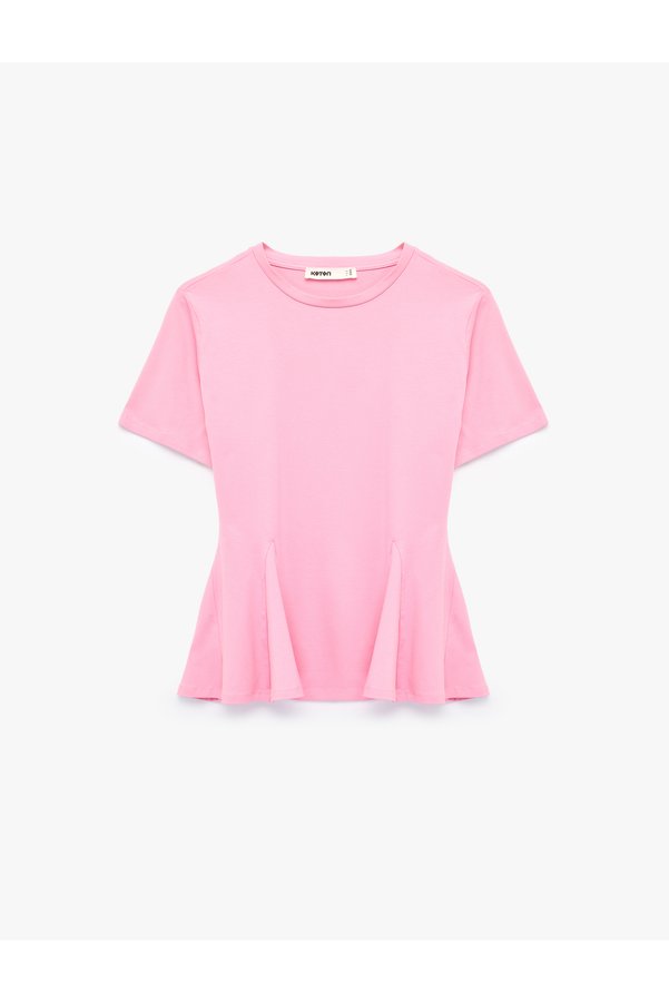 Koton Cotton Slim Fit Short Sleeve Crew Neck Peplum Basic T-Shirt