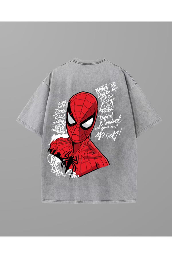 Toum Retro Spider Printed Unisex Washable Vintage Oversize T-Shirt