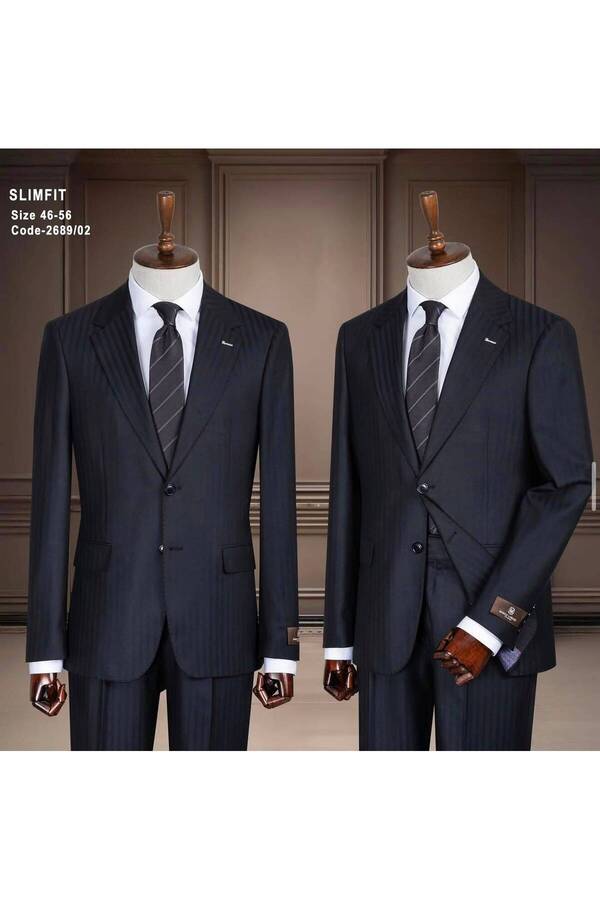 ilayda emir Slim Fit Black Striped Suit for Men – Classic Stylish Business and Groomsmen Suit