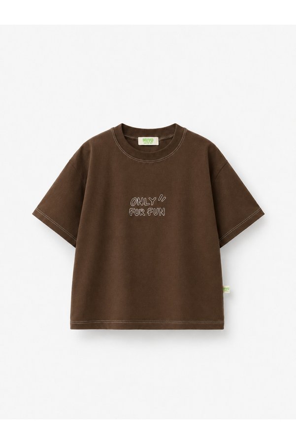 nivo baby Brown Only for Fun Embroidered Kids T-Shirt 100% Cotton