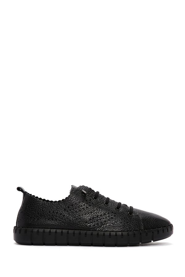 Derimod Women's Black Lace-Up Patterned Leather Comfort Shoes 26Pfd5002Ft