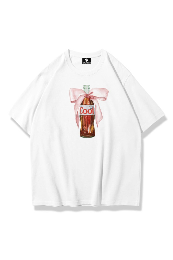 STYKEER Unisex Oversize T-Shirt "Cocotte" Printed Loose Fit White T-Shirt