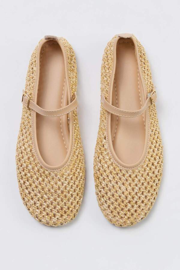 Trendyol Shoes Camel Wicker Flexible Women's Ballerinas Takss26Be00037