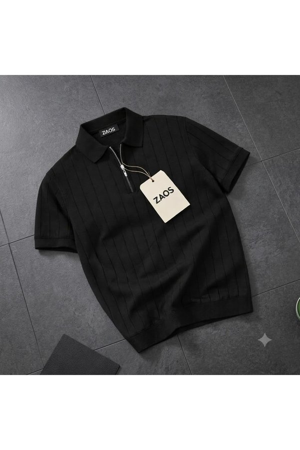 zs zaos fashion Men's Short-Sleeved Summer Knitwear T-Shirt High-Quality Basic T-Shirt