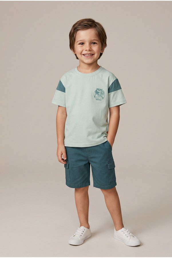 ETEN Toddler boys Drop shoulder T-Shirt Short Sleeve, 3-4Y