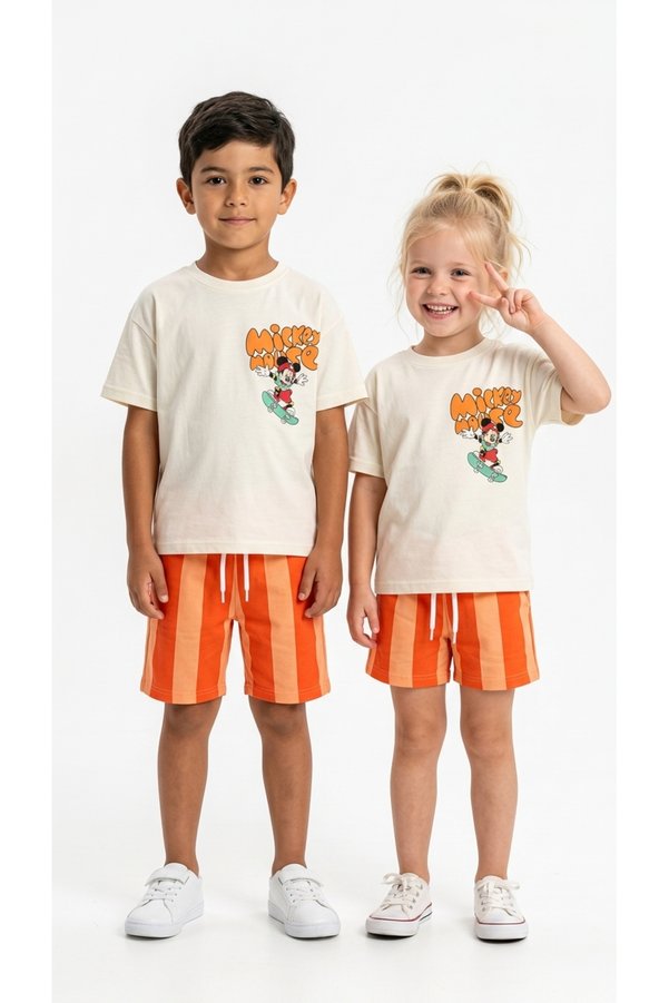 Generic Brands Unisex Suit for Boys and Girls, Summer Combed Cotton Shorts Suit, Cotton Two-Piece Summer Shorts Suit, %Cotton, Combed Cotton Fabric, Top and Bottom Set, Super Quality, 2 Pieces