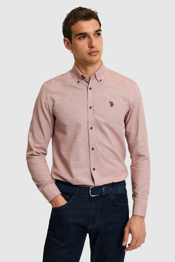 U.S. Polo Assn. Men's Cherry Long Sleeve Basic Shirt 50324708-Vr223