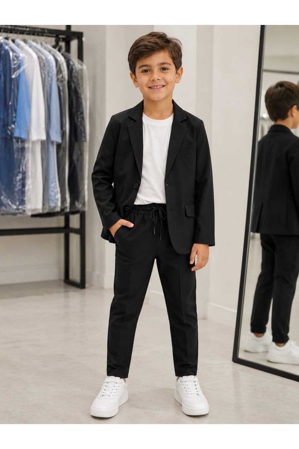 UmBaby Boys' Linen-Like Jacket & T-Shirt Sports Suit,Performance,Special Occasion,Graduation Sports Suit