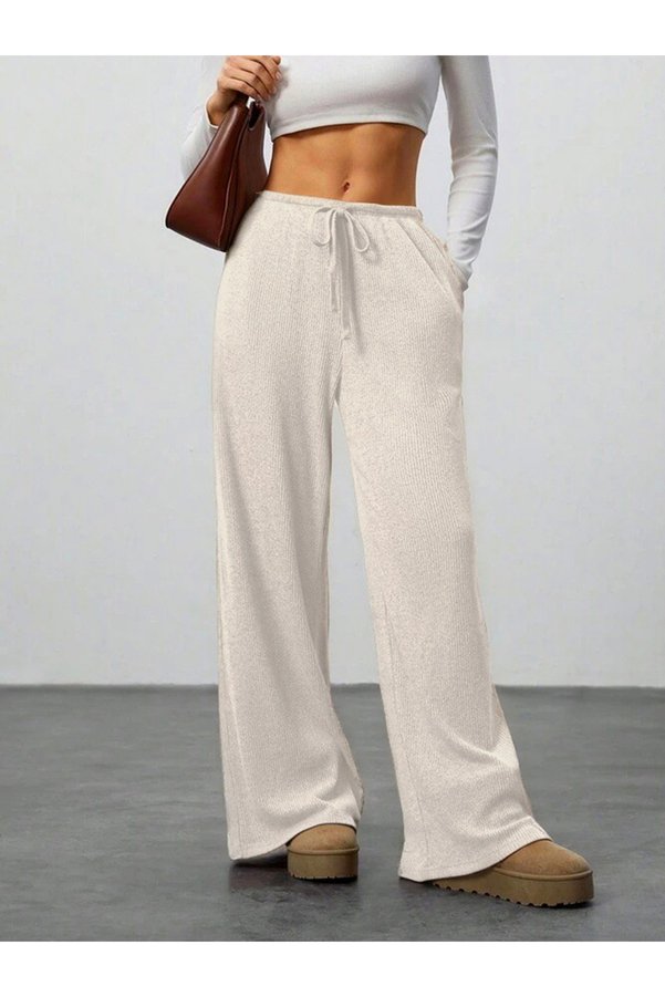Take Two By Styli women's texture drawstring waist wide leg pants