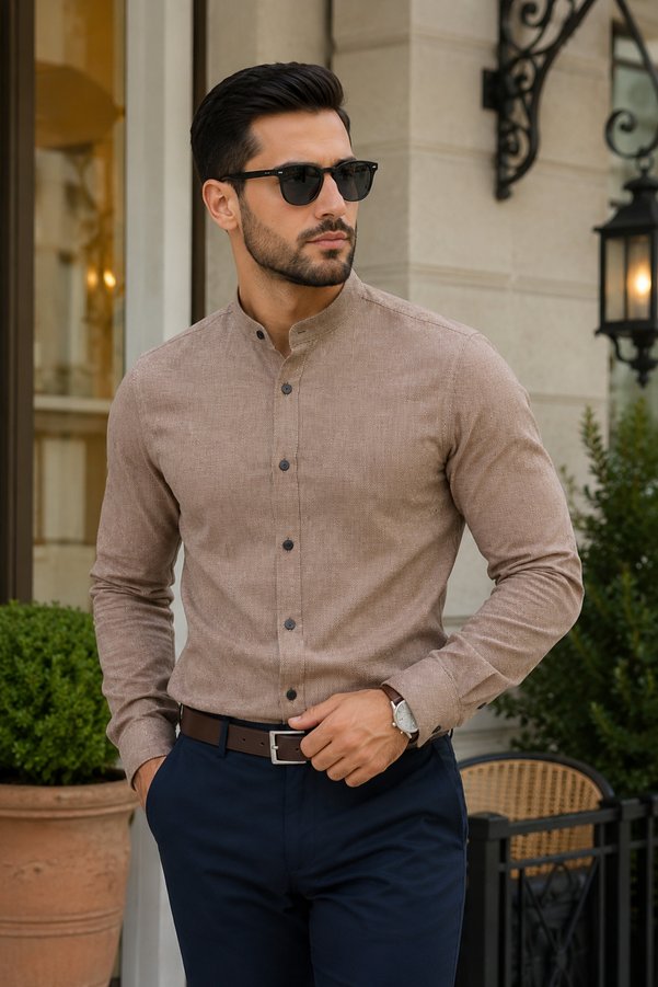 COLVIS MAN Slimfit Uzunkol Washable Mars Hakimyaka Men's Shirt
