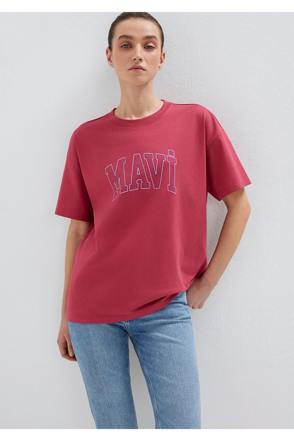 Mavi Logo Printed Pink T-Shirt Regular Fit / Normal Cut 1611193-70931