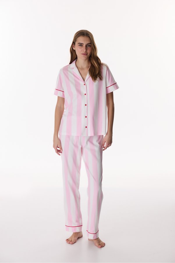 Penti Pink Happy Mood Cotton Shirt and Pants Pajama Set