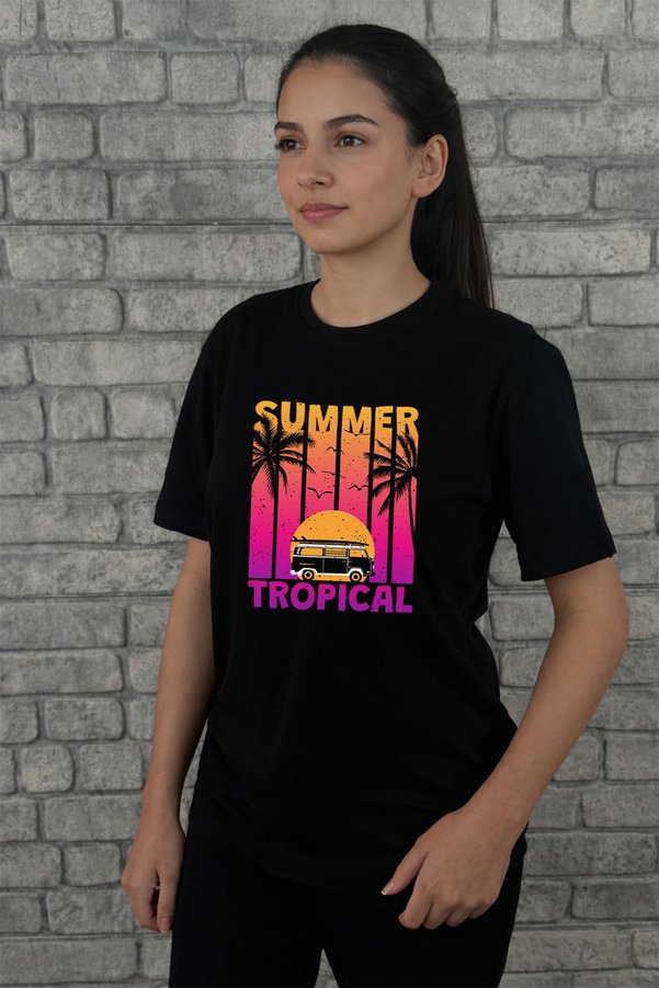örses Summer Tropical Printed Premium T-Shirt | Special Gift Includes