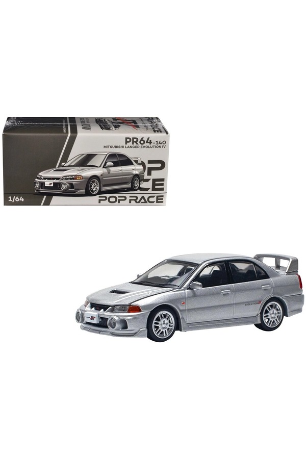 pop race 1 Pop Race Mitsubishi Lancer Evolution Iv Steel Silver Metallic 1:64 Diecast Model Car Pr64-140