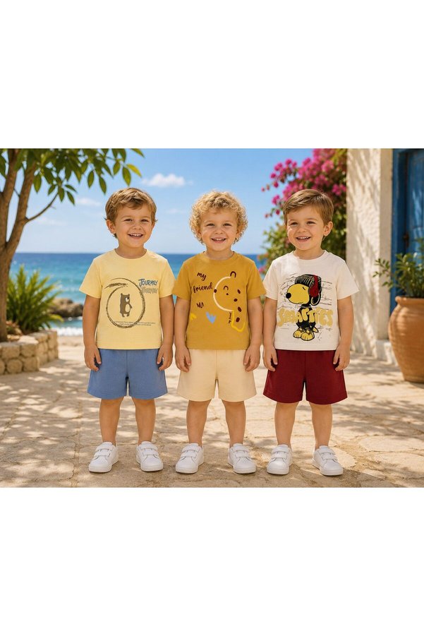 DimpleBaby Baby Boy 3-Piece Summer Shorts Set Cotton 6-24 Months