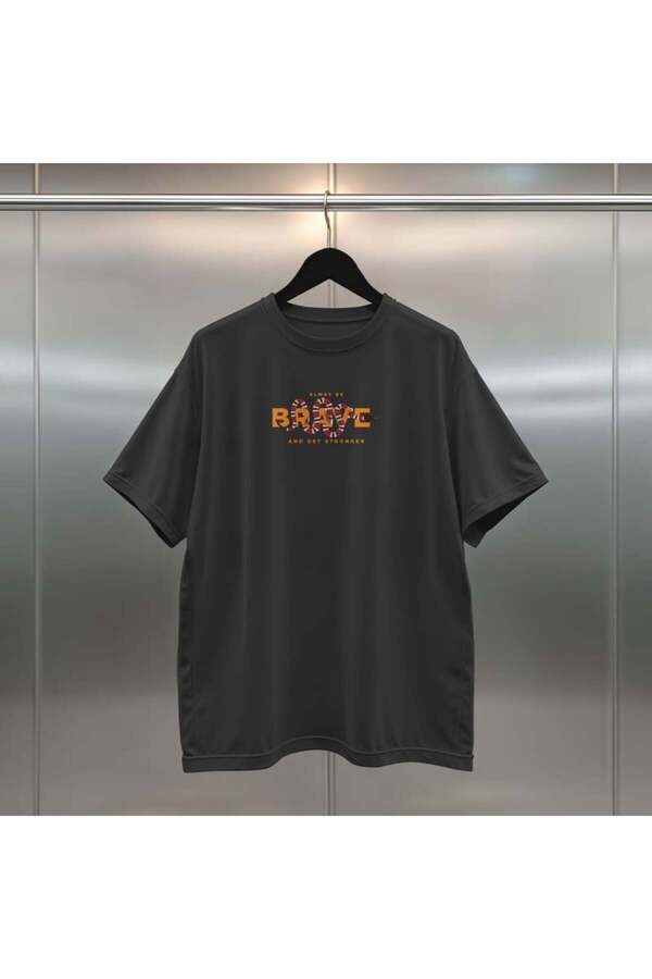 buzagi Brave Snake Digital Print Oversize Unisex Black T-Shirt