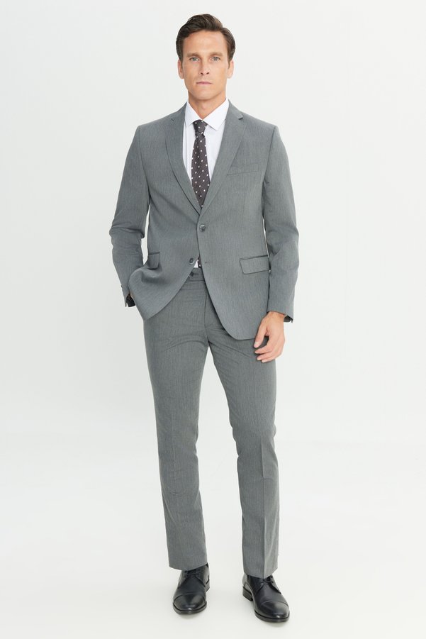 Altınyıldız Classics Men's Gray Slim Fit Slim Fit Mono Collar Suit