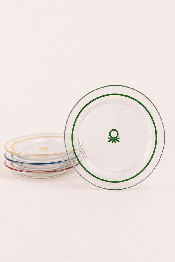 United Colors of Benetton Be-Kct0037 Glass Multi-Colored Plate Set
