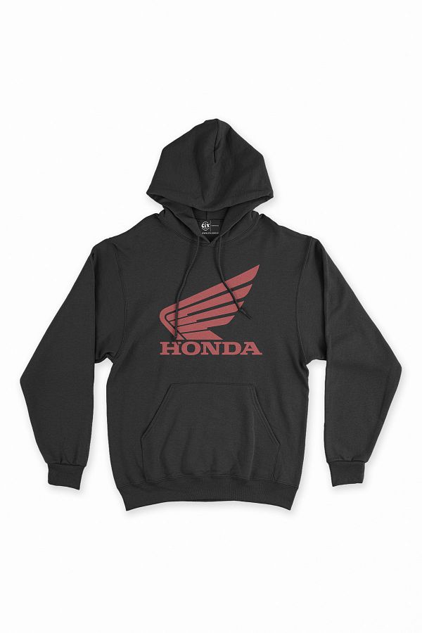 Cix Black Hooded Sweatshirt Hoodie with Red Honda Logo Trendyol