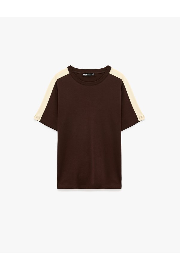 Koton Cotton Regular Fit Color Block Short Sleeve Crew Neck T-Shirt