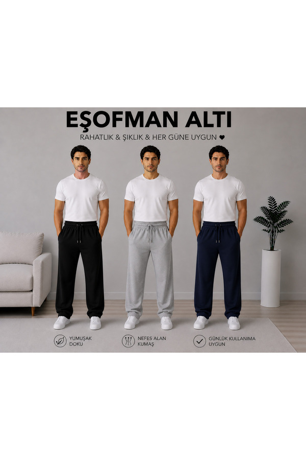 ADR MODA 3-Piece Wide Leg Sweatpants Black Gray Navy Blue Daily Use