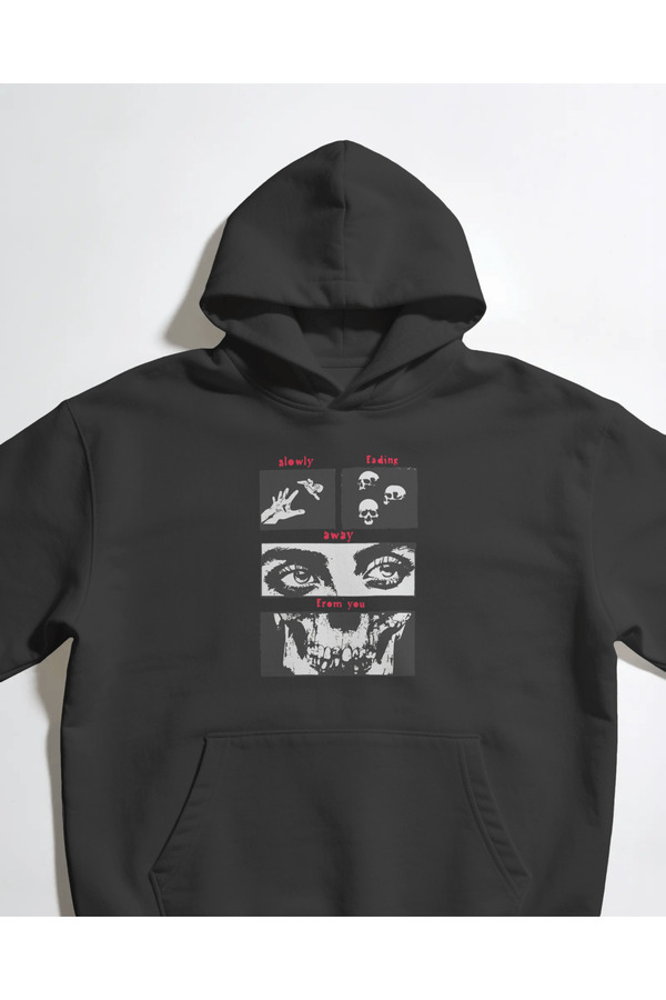 buzagi tasarım ürünleri Slowly Fading Unisex Black Sweatshirt