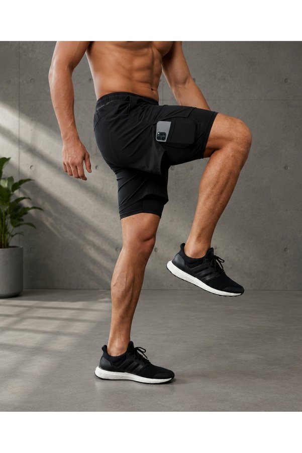 RUNFLEX Men's Parachute Fabric Quick-Dry Training-Court-Fitness Short Tights Shorts