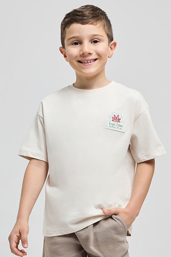 R&B Back Printed T-Shirt with Crew Neck and Short Sleeves
