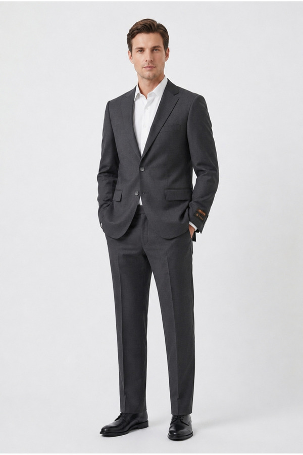 bihan store Men's 6 Drop Suit Classic Cuff Stylish Jacket Pants Set Rock - Smoked