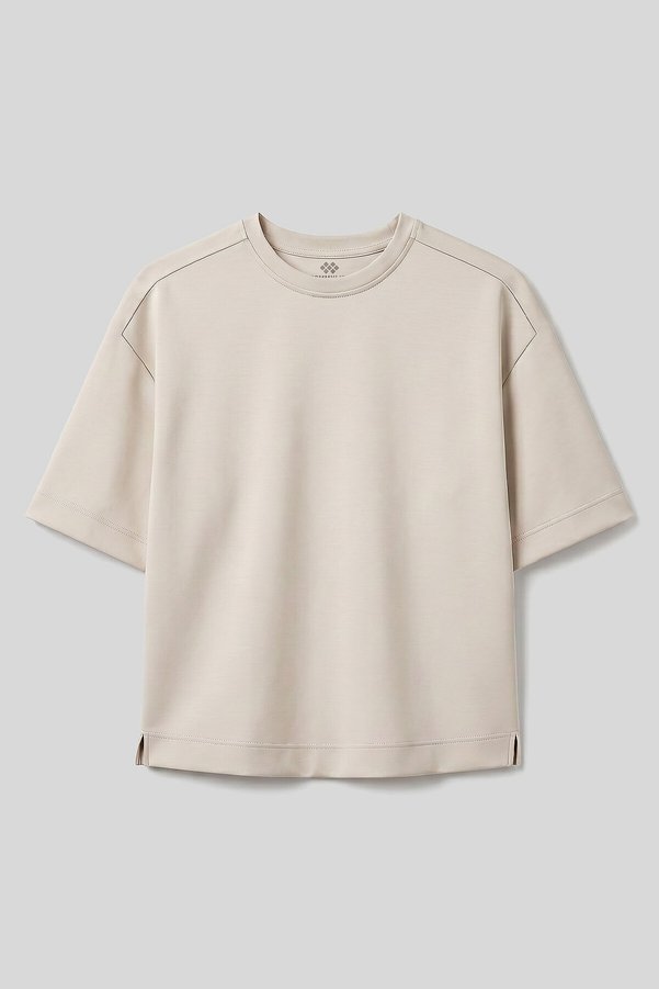Tommy Life Beige O-Neck Oversize Short Sleeve Women's T-Shirt - 97316