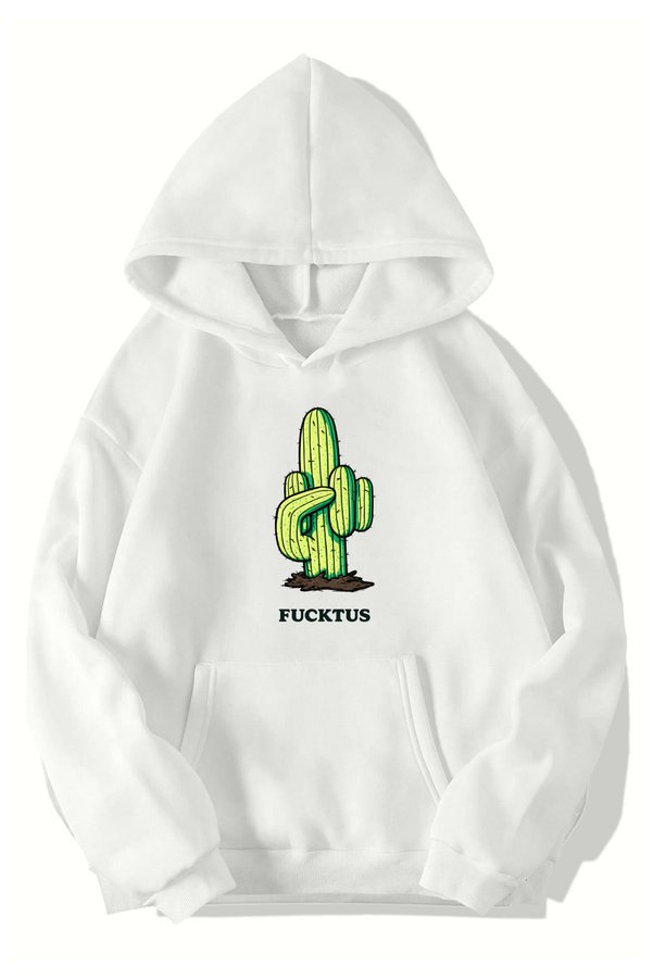 BRZ COLLECTION Unisex Oversize Fucktus Hoodie (White)