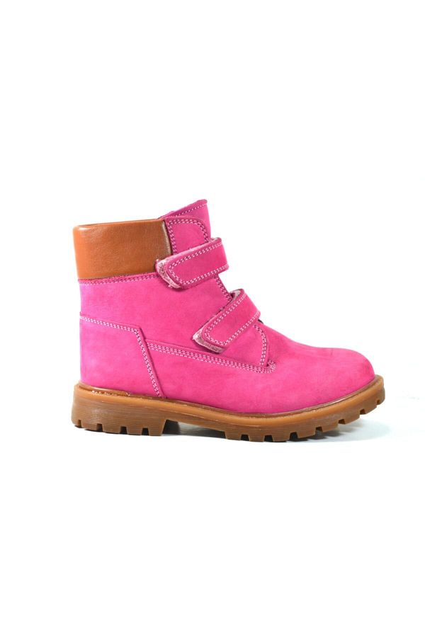 Toddler-Genuine Leather Fuchsia Orthopedic Velcro Girls' Boots 1