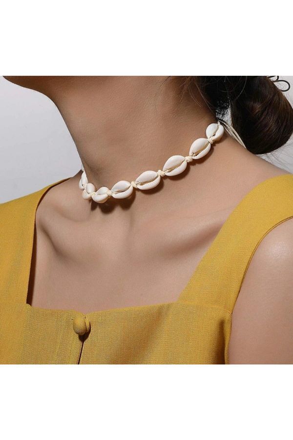 platin hediyelik-Cream Color Stringed Women's Sea Shell Necklace 1