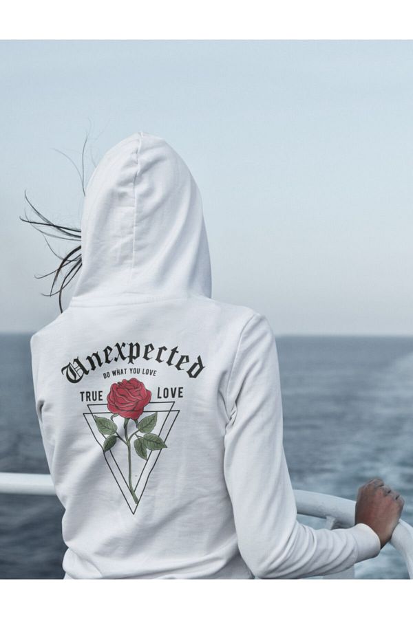 Jooy Company White Unexpected Rose Sweatshirt Hoodie Trendyol