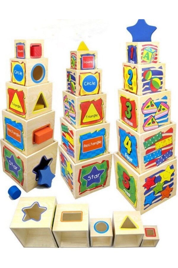 Hyd-Wooden Tower Stringing Game Educational Toy Bultak Tower 5 Piece Tower Making Game 1