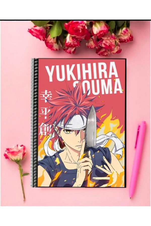 FBN STORE-Soma Yukihira Anime Notebook 1 Piece Special Design A4 Size Wire Checkered Notebook 21*29 Cm 1