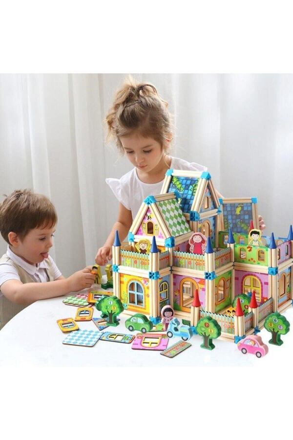 Kızılkaya Oyuncak Wooden Architectural Building Blocks 128 Pieces