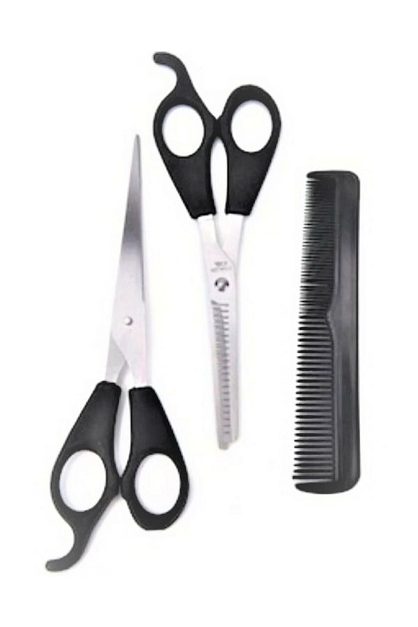 RoseRoi-Hairdresser Set Hair Cutting and Thinning Scissors Comb Barber Scissors Intermediate Scissors Comb Set of 3 1