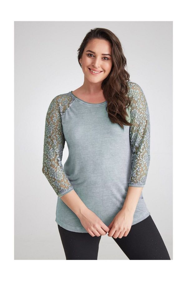 Seamoda-Oil Wash Blouse with Sleeve Ruched - Light Blue 1