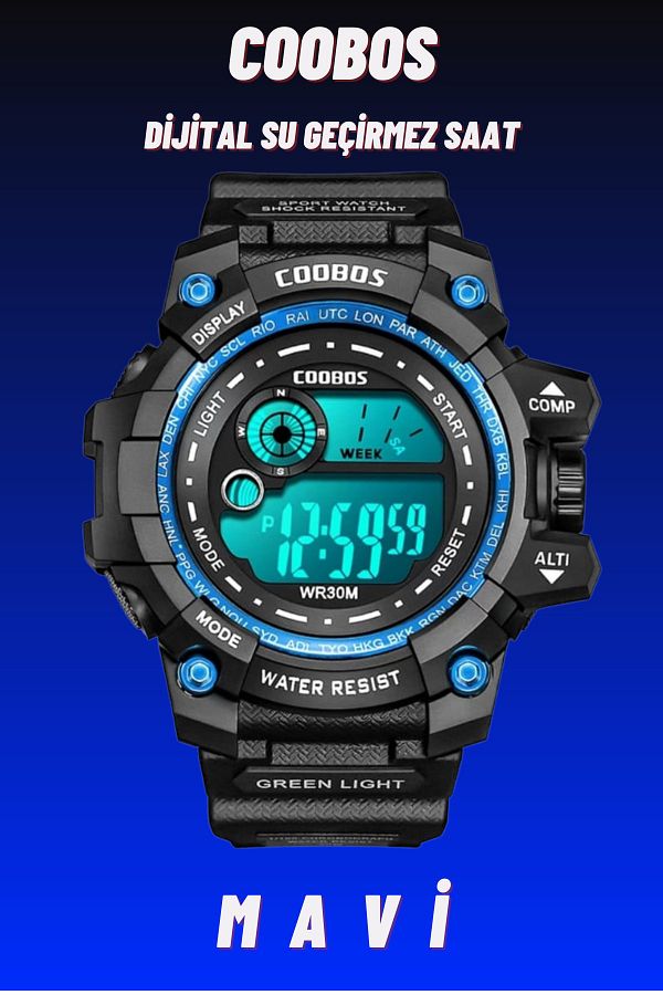 Coobos Military Men s Digital Watch waterproof blue Trendyol