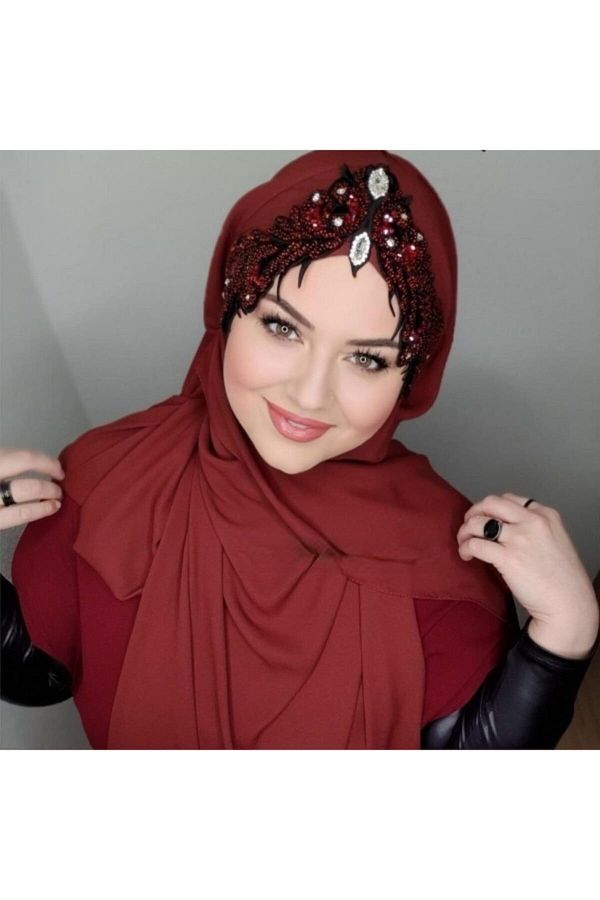Differenza-Taji El Melika Shawl - Claret Red 1