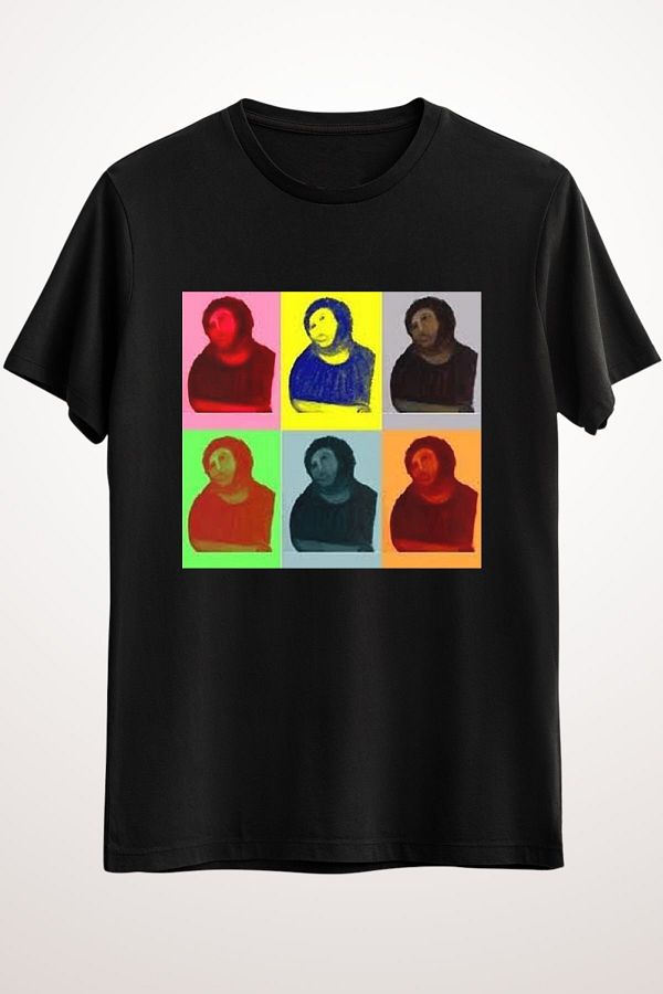 GreenMint Men s Black Ecce Homo Warhol Pop Art Style Classic T shirt Trendyol