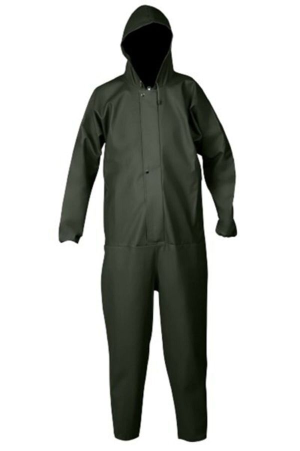 Redro Home-Waterproof Length Overalls Hooded Raincoat Overalls with Zipper on the Front and Placket 1