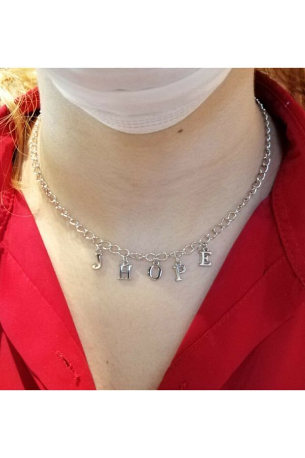 AlpCollection-Gray J Hope Lettered Bts Jhope 45cm Chain Gift Necklace 1