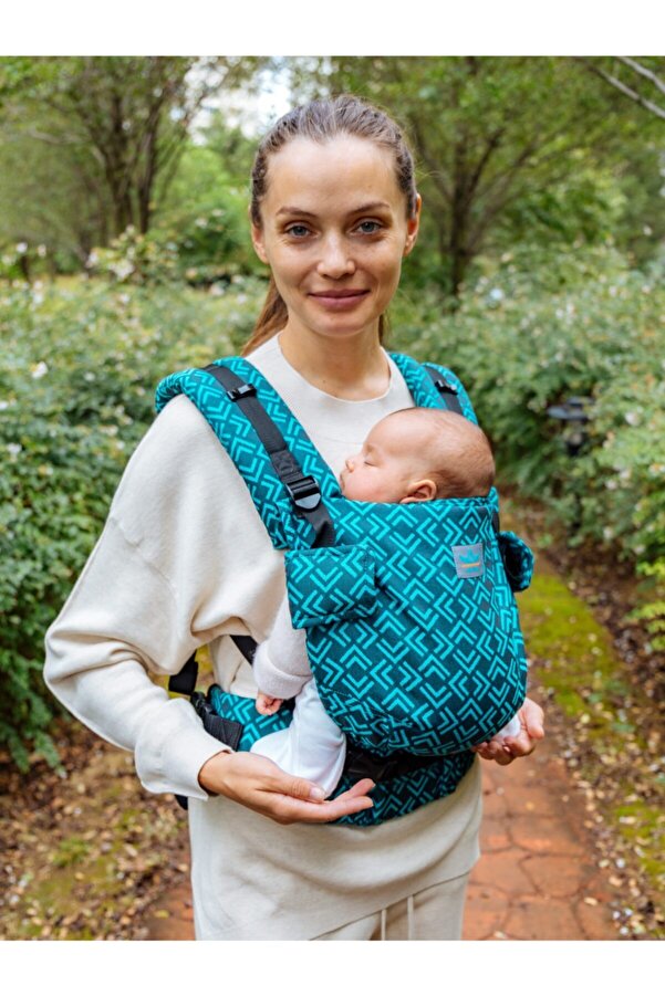 Lufasling Bebek Kangurusu Ergonomik Turkuaz Desenli Groove