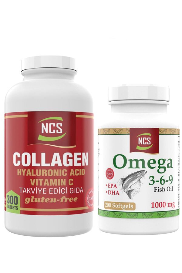NCS-300 Tablets Collagen Hyaluronic Acid + Omega 3-6-9-200 Capsules 1
