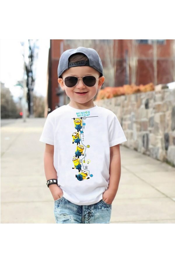 SCUBAPROMO-Minion Tower White Boy T-Shirt 1